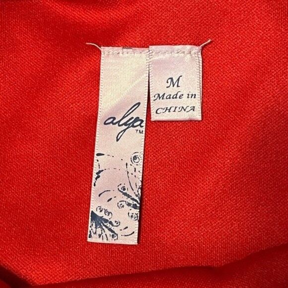 Alya Red 3/4 Sleeve Pleated Dress Size Medium - Picture 7 of 7